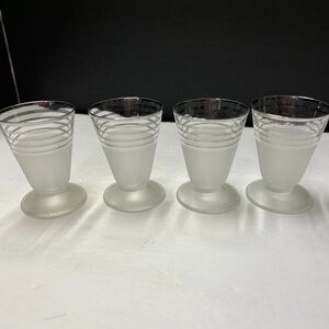 Frosted Glass Footed Tumblers - Set of 4